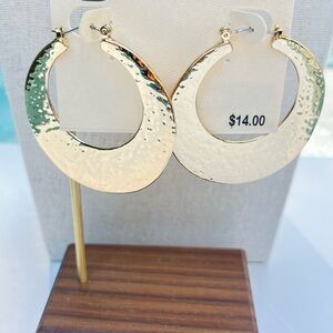 New Directions Gold Tone Hammered Hoop Earrings